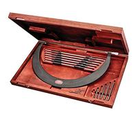 Starrett Micrómetro tubular tipo arco 724MLZ-600, yunques intercambiables, dedal liso, tuerca de bloqueo, rango de 450-600 mm, graduación de 0,01 mm, precisión de +/-0,0076 mm