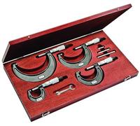 Starrett SV436.1MBXRLZ® 436.1 Series - Juego de micrometro exterior, tope de carraca, tuerca de bloqueo, carburo caras, rango de 0 a 100 mm, graduación de 0,001 mm