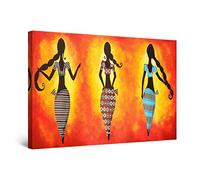 Startonight Cuadro Moderno en Lienzo - Mujeres Africanas Amarillo Naranja - Pintura Abstracta para Salon Impresiones Enmarcadas 80x120 cm, Grande Decoración Pared, Idea de Regalo Elegante