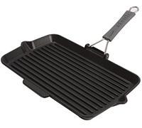 Staub Parrilla rectangular 1202223 Aluminio antiadherente con mango de silicona 34 x 21 cm Negro