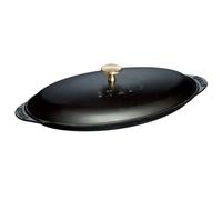 Staub Fuente ovalada para pescado 1332125 con tapa, negro mate 31 cm