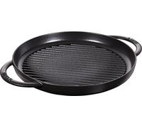 Staub Parrilla de hierro fundido Pure redonda 30 cm negra mate, doble asa