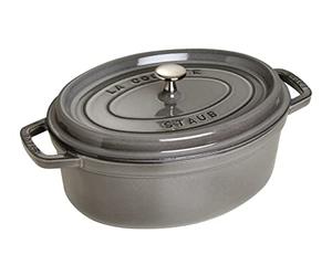 STAUB Asador/Cocotte de hierro fundido, Ovalado 37 cm, 8 L, Gris grafito