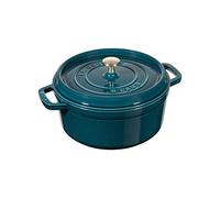 Staub Olla redonda de hierro fundido La Mer tres capas de esmalte 3,8 L 24 cm Turquesa