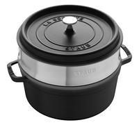 Staub cacerola redonda de hierro fundido con vaporera, 24 cm, color ne