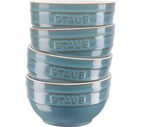 STAUB Ceramique - Juego de 4 cuencos para cereales, 400 ml, cuencos para servir postres, turquesa envejecida, cerámica, 12 cm