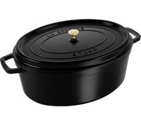 STAUB Cocotte, olla de hierro fundido, apta para todo tipo de cocinas incl. inducción, ovalada, 33 cm, 6,7 L, Made in France, negro