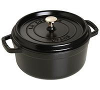 STAUB Cocotte, olla de hierro fundido, apta para todo tipo de cocinas incl. inducción, redonda, 28 cm, 6,7 L, Made in France, negro