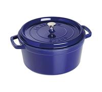 STAUB Cocotte, olla de hierro fundido, apta para todo tipo de cocinas incl. inducción, redonda, 28 cm, 6,7 L, Made in France, azul oscuro