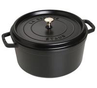 STAUB Cocotte, olla de hierro fundido, apta para todo tipo de cocinas incl. inducción, redonda, 30 cm, 8,35 L, Made in France, negro