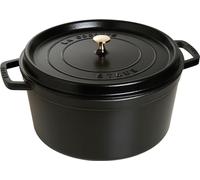 STAUB Cocotte, olla de hierro fundido, apta para todo tipo de cocinas incl. inducción, redonda, 34 cm, 12,6 L, Made in France, negro