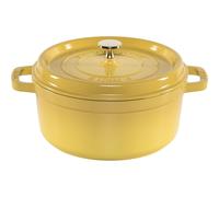STAUB - Olla de hierro fundido esmaltado con tapa, todos los fuegos incluyendo inducción, 4 personas, redonda, 24 cm, 3,70 L, 4,7 kg, limón