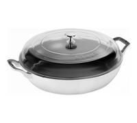 Staub Estofador de hierro fundido con tapa de vidrio, horno holandés, 3.5 cuartos de galón, sirve de 3 a 4, fabricado en Francia, color blanco