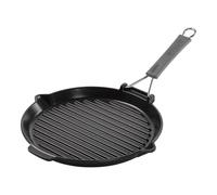 Staub Grill Pans Grill con vertedor 28 cm, Hierro fundido, Negro