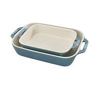 Staub Juego de 2 cazuelas rectangulares de cerámica, color turquesa rústico