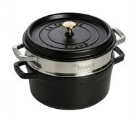 Staub cacerola redonda de hierro fundido con vaporera, 24 cm, color ne
