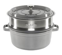 Staub La Cocotte 24cm redonda con inserto para vapor, Grafito