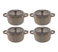 Staub Mini Cocotte Set de 4 piezas, redondo, Cerámica, Gris antiguo