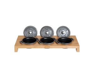 STAUB Soporte para servir Staub con 3 mini cacerolas Bambú