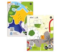 Staufen Design College - DIN A4, tamaño 28 (cuadriculado con líneas de margen), 2 blocs de 100 hojas cada uno, 4 agujeros, papel reciclado de 70 g/m