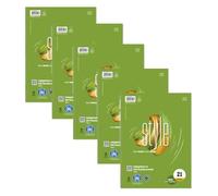 Staufen Green College Pad - DIN A4, liniatura 21 (9 mm), 80 kartek, 4 otwory, papier makulaturowy Premium biały 70 g/m², 5 sztuk