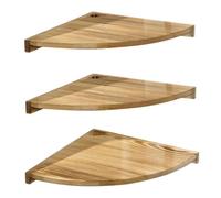 StaZamor Juego de 3 estantes flotantes esquineros de Madera de Pino Natural montados en la Pared, estantes de Almacenamiento rústicos de 11x11 Pulgadas para Cocina, Dormitorio, Sala de Estar