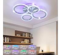 STCH Plafon LED Techo Regulable, Lamparas de Techo Dormitorio, Lámpara de Techo con Control Remoto 60W, Plafones de Techo Modernos, Iluminación Lámpara para Salon Cocina Oficina Corredor, Cromo