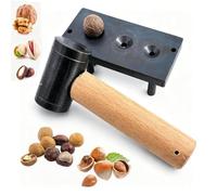 STDZQCWY Cascanueces Manual, con Base De Hierro Macizo Y Martillo con Mango De Madera. 3 Orificios Cónicos De 12/16/19 Mm. Descascarador De Nueces De Alta Resistencia. para Nueces, Castañas