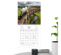 Steam Train Calendar 2026-21 x 21 cm Monthly Calendar, Steam Trains Wall Planner | For Family Home Living Room Study Room Office Classroom Patio
