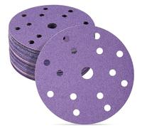 STEBRUAM 30 Piezas Papel de lija de 150 mm,60/80/120/180/400/600 grano mixto,discos abrasivos excéntricos para lijadora excéntrica