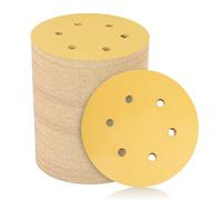 STEBRUAM Discos de lija de 150 mm de gancho y lazo de papel de lija 6 agujeros 60 80 120 180 240 400 granos para lijadora orbital, 60 unidades