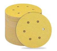 STEBRUAM Discos de Lija de 150mm,40 Piezas Autoadhesivos de Lija Abrasivos Papel de lija de 40 Granos para Lijadora Orbital Excéntrica amarill