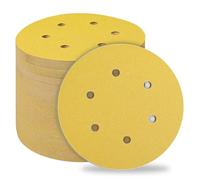 STEBRUAM Discos de Lija de 150mm,50 Piezas Hook and Loop discos abrasivos Papel de Lija Abrasivos Papel de lija de 80 Granos para Lijadora Orbital Excéntrica color amarill