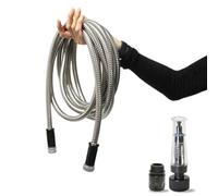 STEEL HOSE Manguera de Acero Inoxidable 304 para el Jardín, 7.6mt, Alta presión de agua, Resiste altas temperaturas y rayos UV, liviana, ligera, anti pinchazos