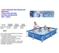 Steel Pro Piscina Rectangular Steel Pro Splash 221x150x43