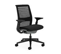 Steelcase Think, Silla de Oficina Ergonómica con Respaldo de Malla, Sujeción Lumbar Regulable en altura y brazos Regulables Ónix, Fabricado en Europa