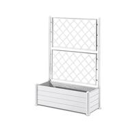 Stefanplast Caja de flores rectangular con enrejado - Acabado en madera - Blanco