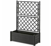Stefanplast Caja de flores rectangular con enrejado - Acabado en madera - Grafito
