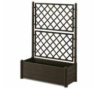 Stefanplast Caja de flores rectangular con enrejado con acabado en madera - Moka