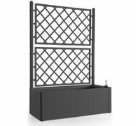 Stefanplast Caja de flores rectangular Deluxe Natural con enrejado - Antracita