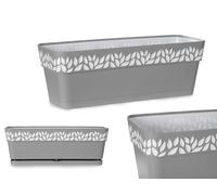 STEFANPLAST Jardinera Cloe 50cm Gris-Blanco con Reserva de Agua
