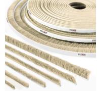 STEIGNER Burlete de cepillo autoadhesivo beige 7 mm x 50 m - Burlete para ventanas, puertas correderas e interiores - Aislamiento contra el frío, protección contra insectos