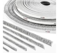 STEIGNER Burlete de cepillo autoadhesivo gris 7 mm x 10 m - Burlete para ventanas, puertas correderas e interiores - Aislamiento contra el frío, protección contra insectos