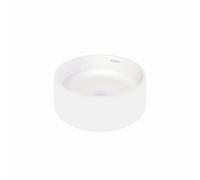 Steinberg Serie 440 lavabo sobre encimera, redondo, 415x415x150mm, SOLIDSurface, sin agujero para grifo, con rebosadero, 4406210W, Color: Blanco mate