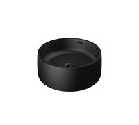 Steinberg Serie 440 lavabo sobre encimera, redondo, 415x415x150mm, SOLIDSurface, sin agujero para grifo, con rebosadero, 4406210S, Color: negro mate