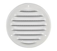 Steinberg14 Rejilla de Ventilación Redonda 100mm - Chapa de Acero - Blanca con Mosquitera - Rejillas de Ventilación - Rejilla de Salida de Aire