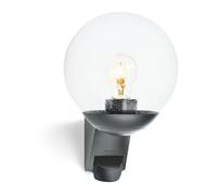 Steinel L 595 S Lámpara exterior con detector de movimiento | aplique exterior antracita con bola de cristal, casquillo E27, iluminación exterior para casa, terraza y zona de entrada