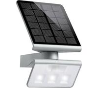 Steinel XSolar LS Lámpara Solar para Exterior Plateada | Detector de Movimiento 140°, Alcance 8 m, para Jardín, Terraza y Pared de Casa, 18,9 x 18,65 x 29,8 cm