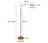 Steinhauer Lámpara de pie LED recargable Soleil bronce cepillado, metal, atenuador