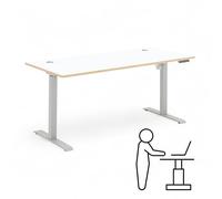 Stella Trading Memphis Escritorio eléctrico Regulable en Altura en Color Blanco, Aspecto Roble Artesano, Mesa de Oficina Ajustable con función de Memoria y Estructura de Metal, 160 x 72-120 x 77 cm